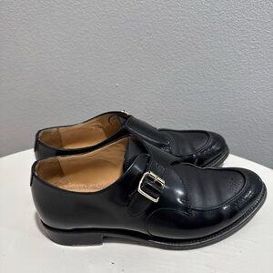 Women's Black Leather monk strap sz 38